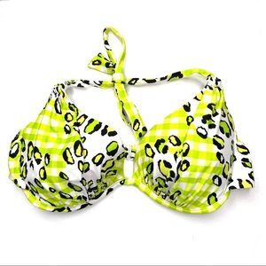 Body Glove padded bikini top cheetah gingham XL